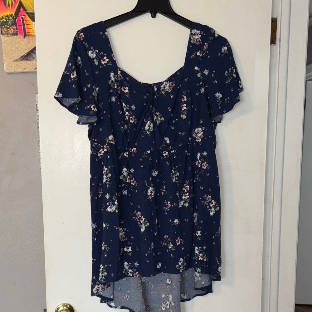 Torrid Navy Blue Floral Blouse